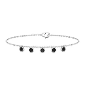 0.50 CT Bezel Set Black Onyx Station Chain Bracelet