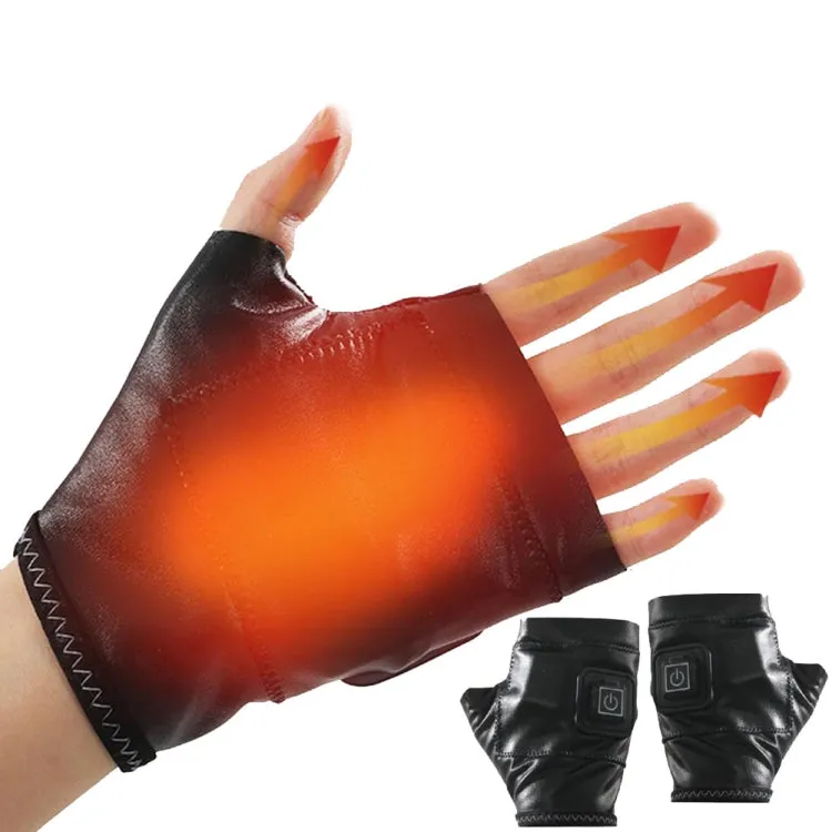 1 Pair Adjustable Temperature Rechargeable Intelligent Electric Heating Gloves Half Finger Gloves, Size: M(Black)