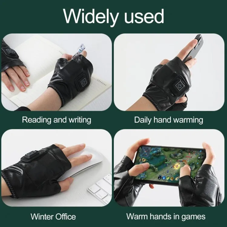 1 Pair Adjustable Temperature Rechargeable Intelligent Electric Heating Gloves Half Finger Gloves, Size: M(Black)