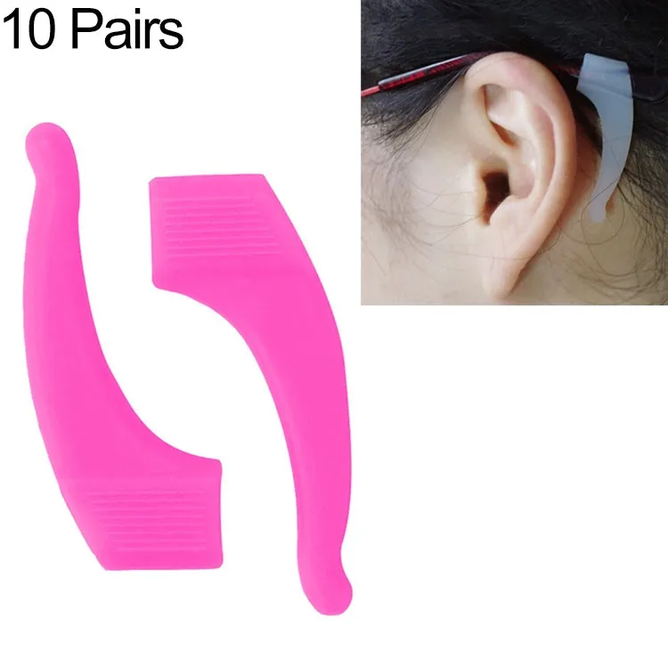 10 Pairs Glasses Non-slip Cover Ear Support Glasses Foot Silicone Non-slip Sleeve(Rose Red)