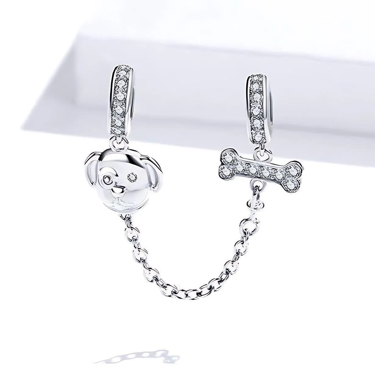 100% 925 Sterling Silver Dog Love Bone Zircon Pendant Charm Jewelry WFS55 Without Chain