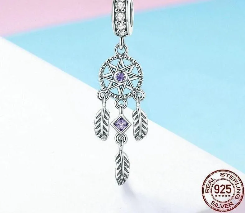 100% 925 Sterling Silver Pendant Dream Catcher Charm Jewelry Without Chain