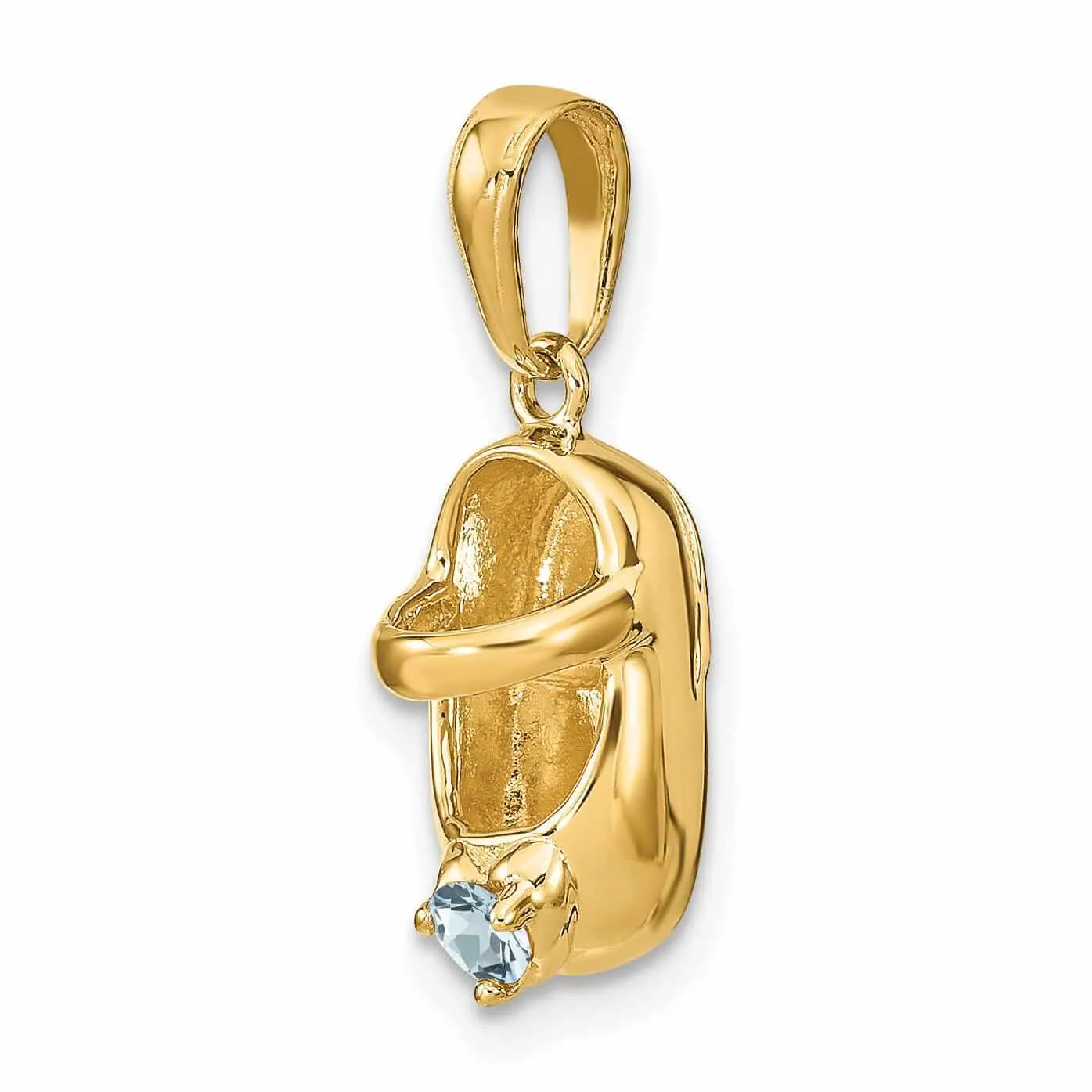 14 Yellow Gold Aquamarine Stone Baby Shoe Charm