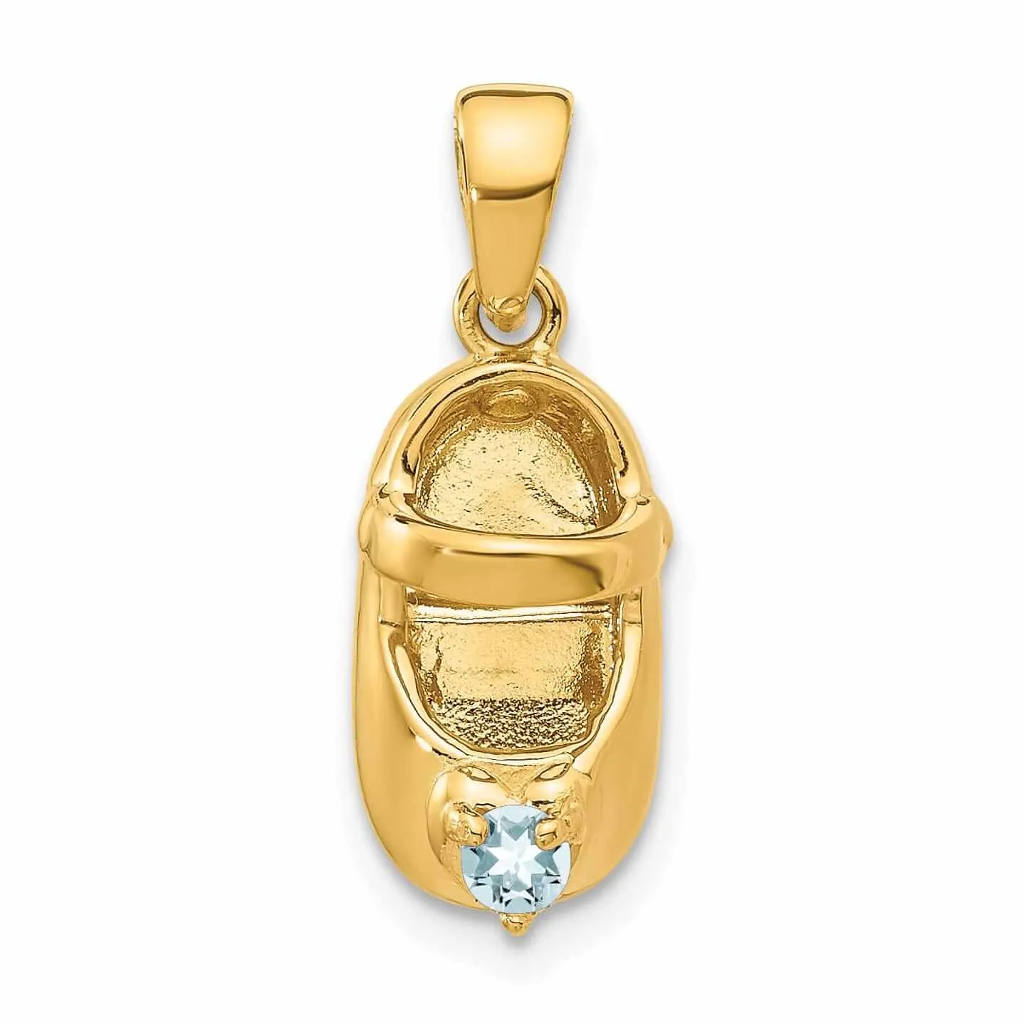 14 Yellow Gold Aquamarine Stone Baby Shoe Charm