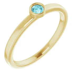 14K Yellow 3 mm Natural Blue Zircon Ring