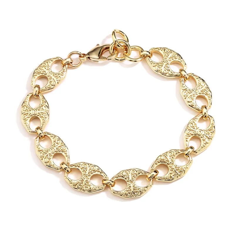 14mm Gold Filled Gypsy Belcher Link Mariner Bracelet 8/9 Inch