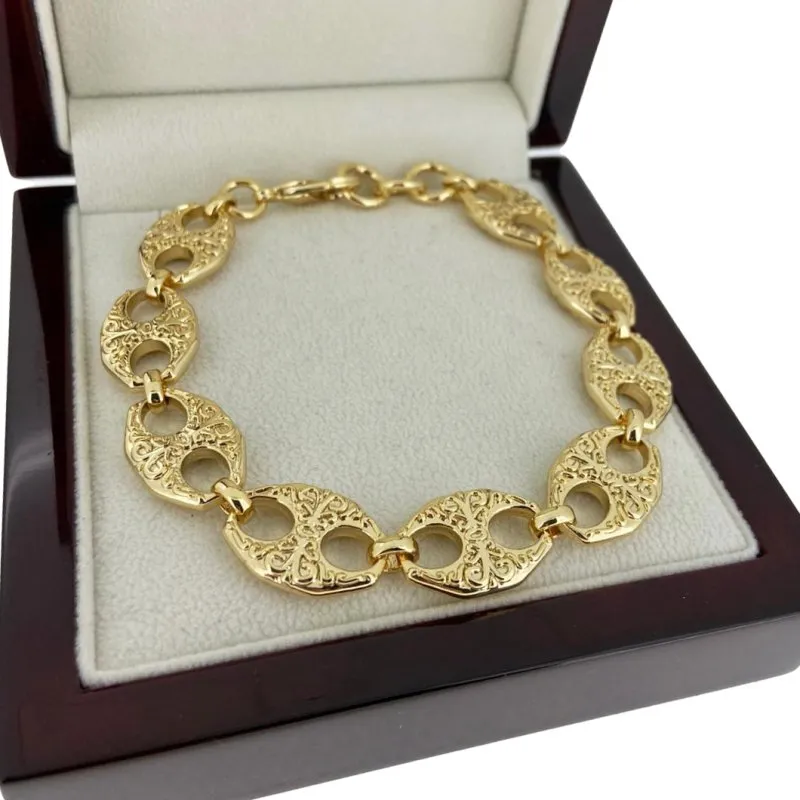 14mm Gold Filled Gypsy Belcher Link Mariner Bracelet 8/9 Inch