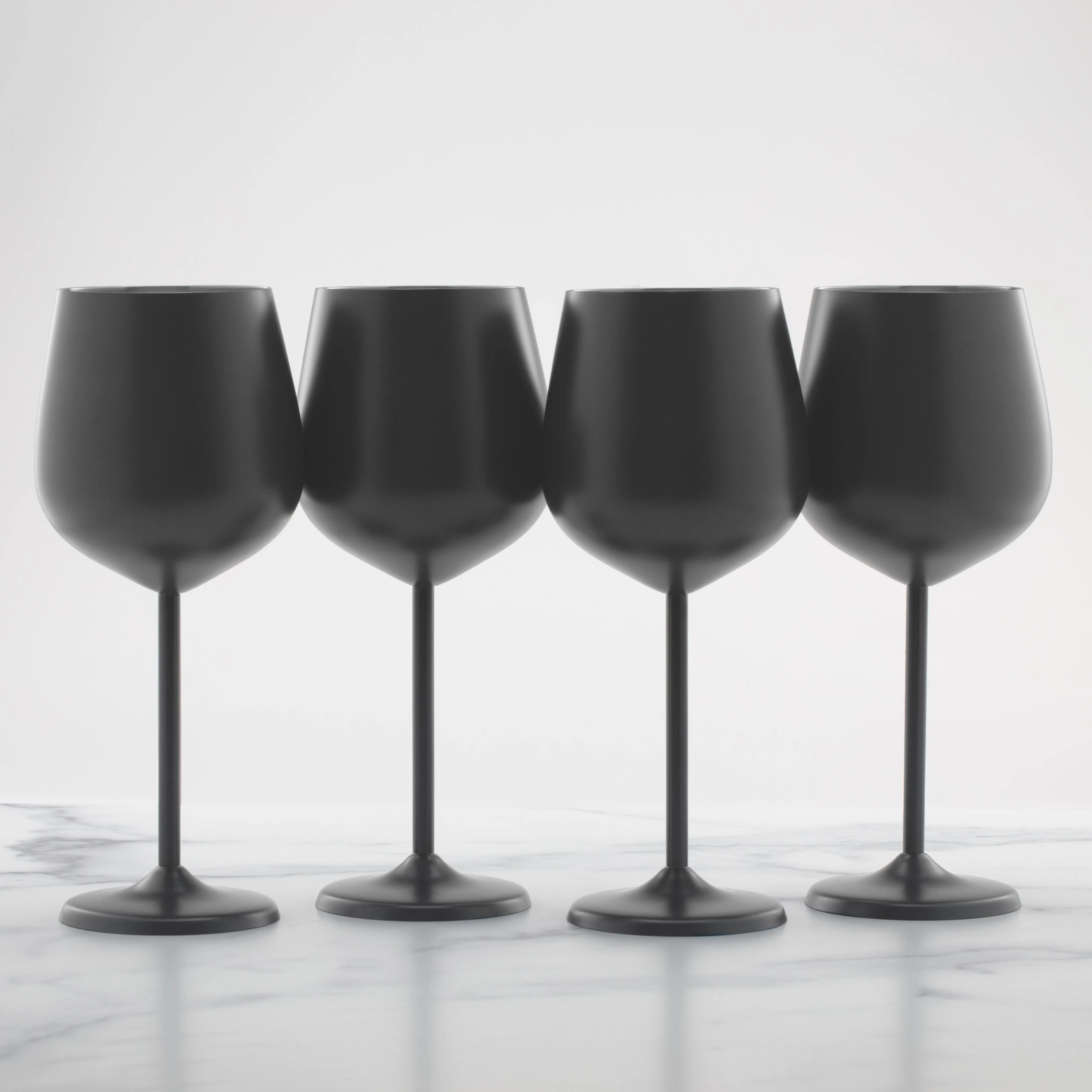 18 Oz Black Stainless Wine Glasses, Set of 4