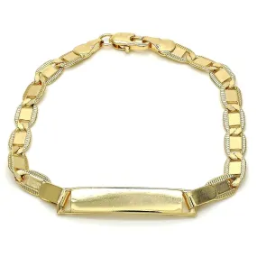 18K Gold Filled High Polish Finsh Marina/Mariner/Mariner Link ID Name Bracelet for Girls- Boys