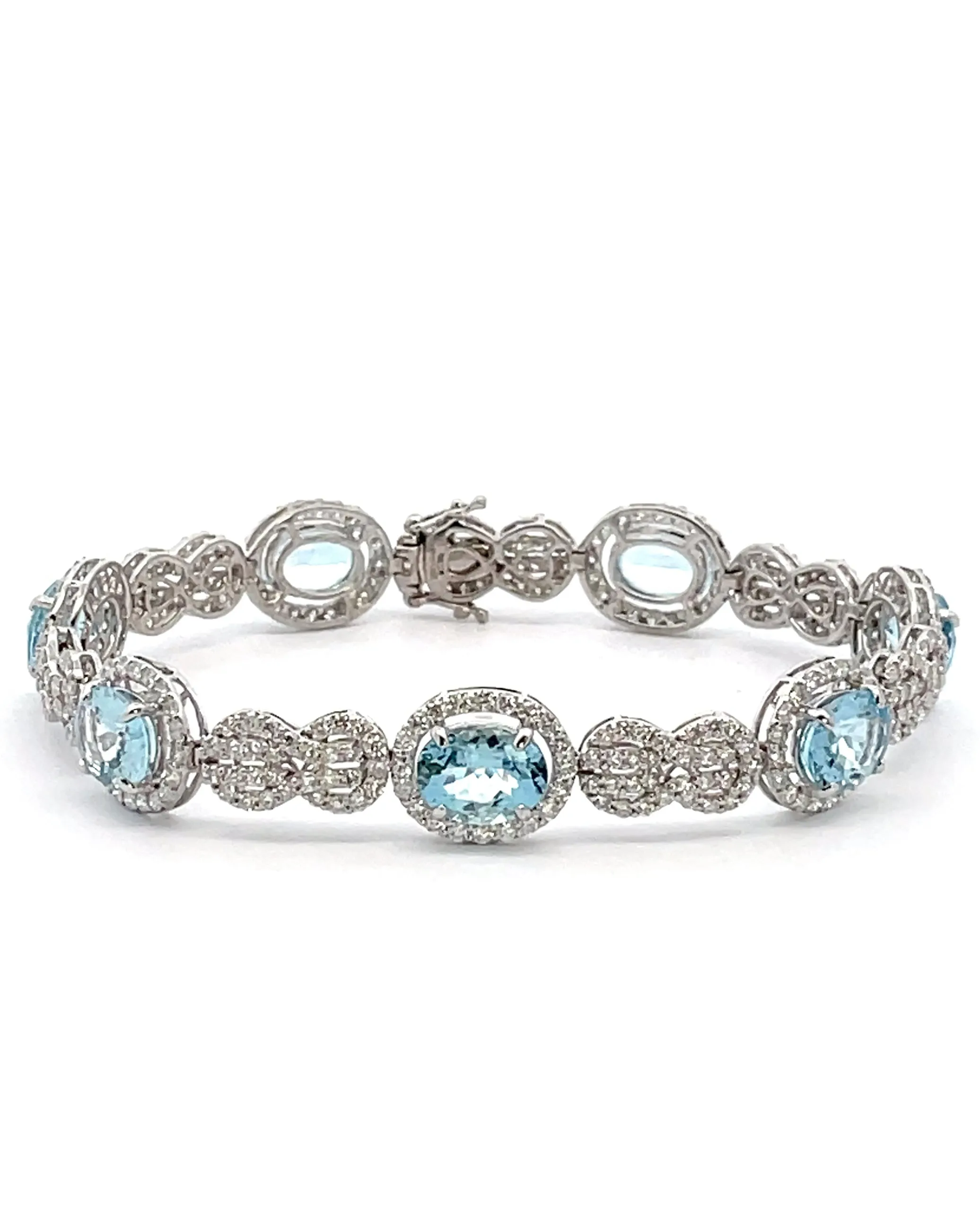 18K White Gold Aquamarine and Diamond Bracelet