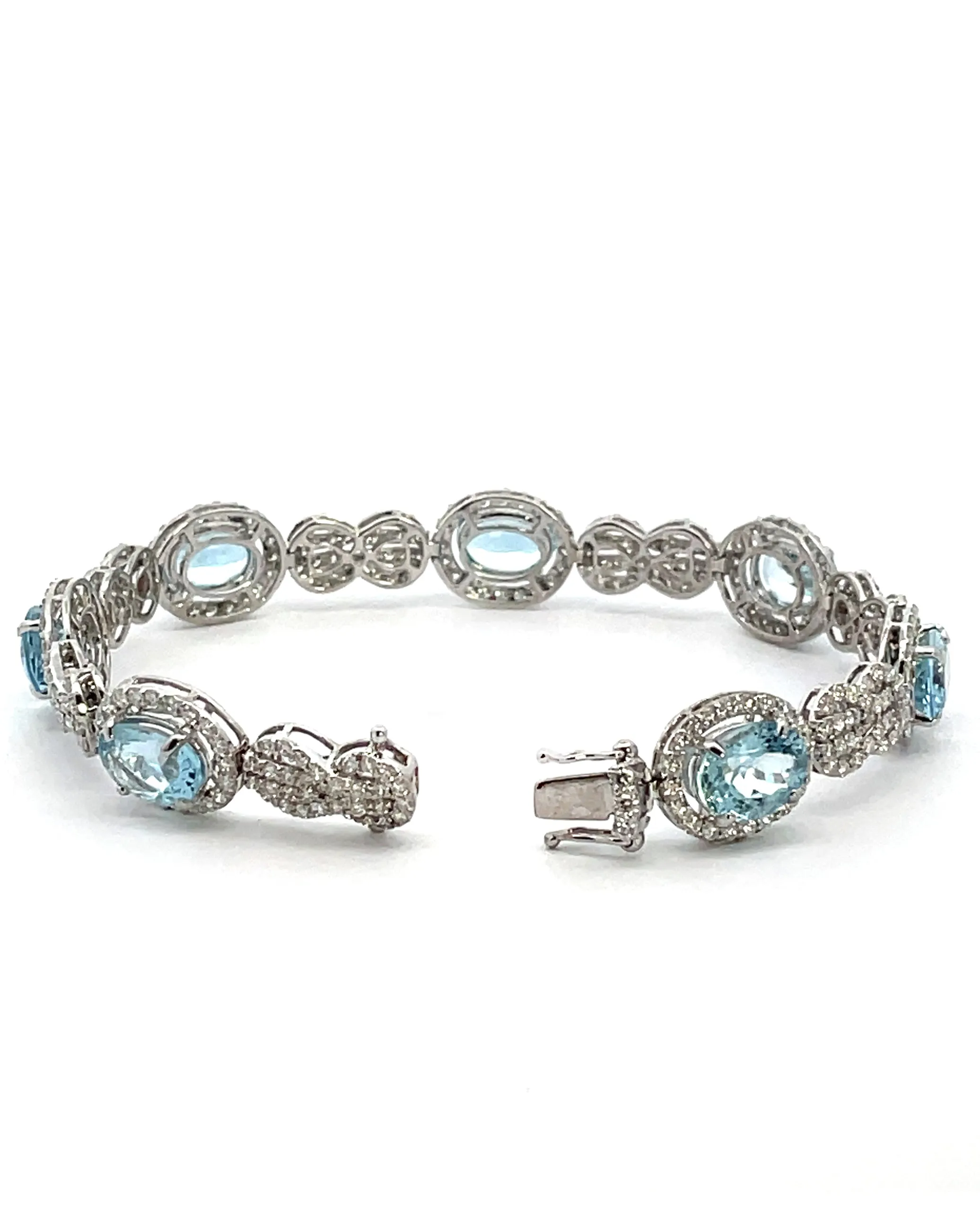 18K White Gold Aquamarine and Diamond Bracelet