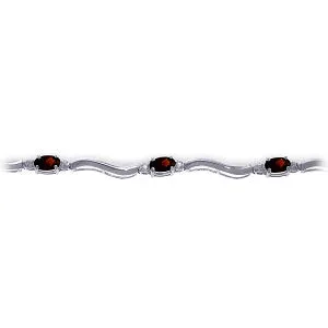 2.01 Carat 14K Solid White Gold Tennis Bracelet Diamond Garnet