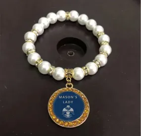 33rd Degree Scottish Rite Bracelet - Wings Down Gold and White