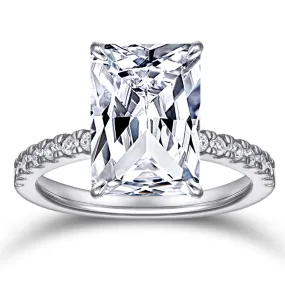 (4.25CT) Ice Cut Rectangular Zircon Cathedral Silver Ring for Women