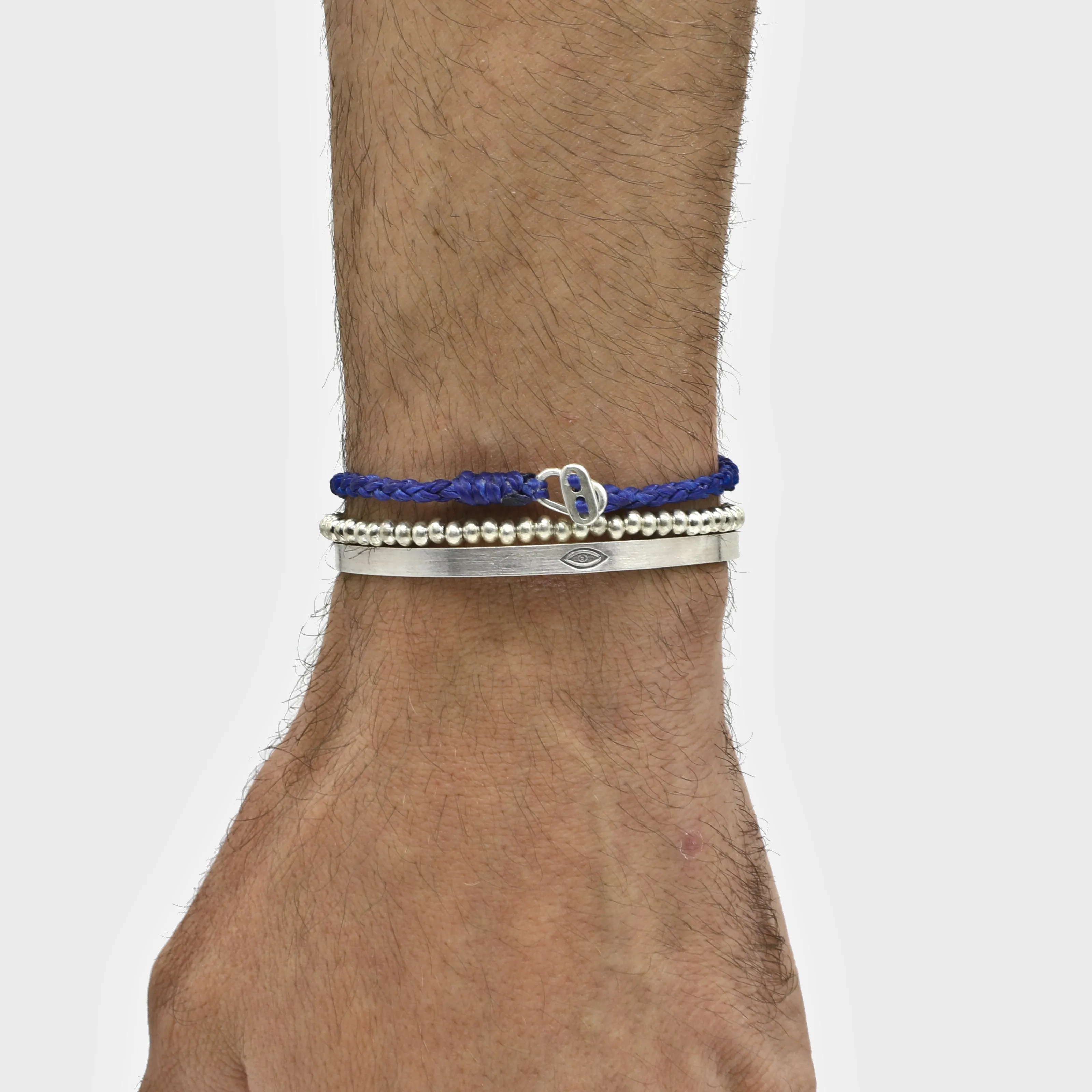 4mm Braided Bracelet With Sterling Silver Clasp (Blue)