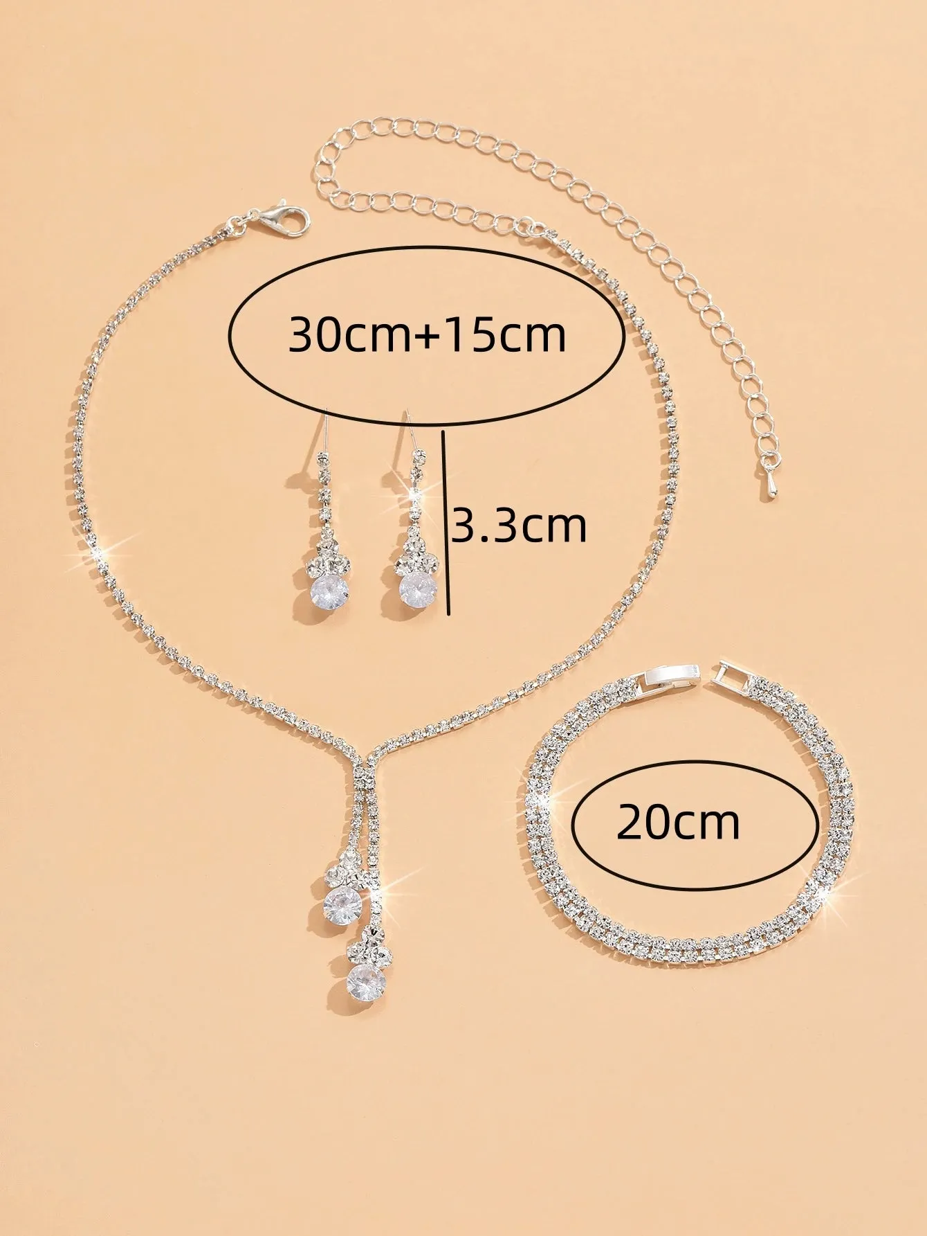 4pcs Fashion Women's Crystal Zircon Jewelry Set