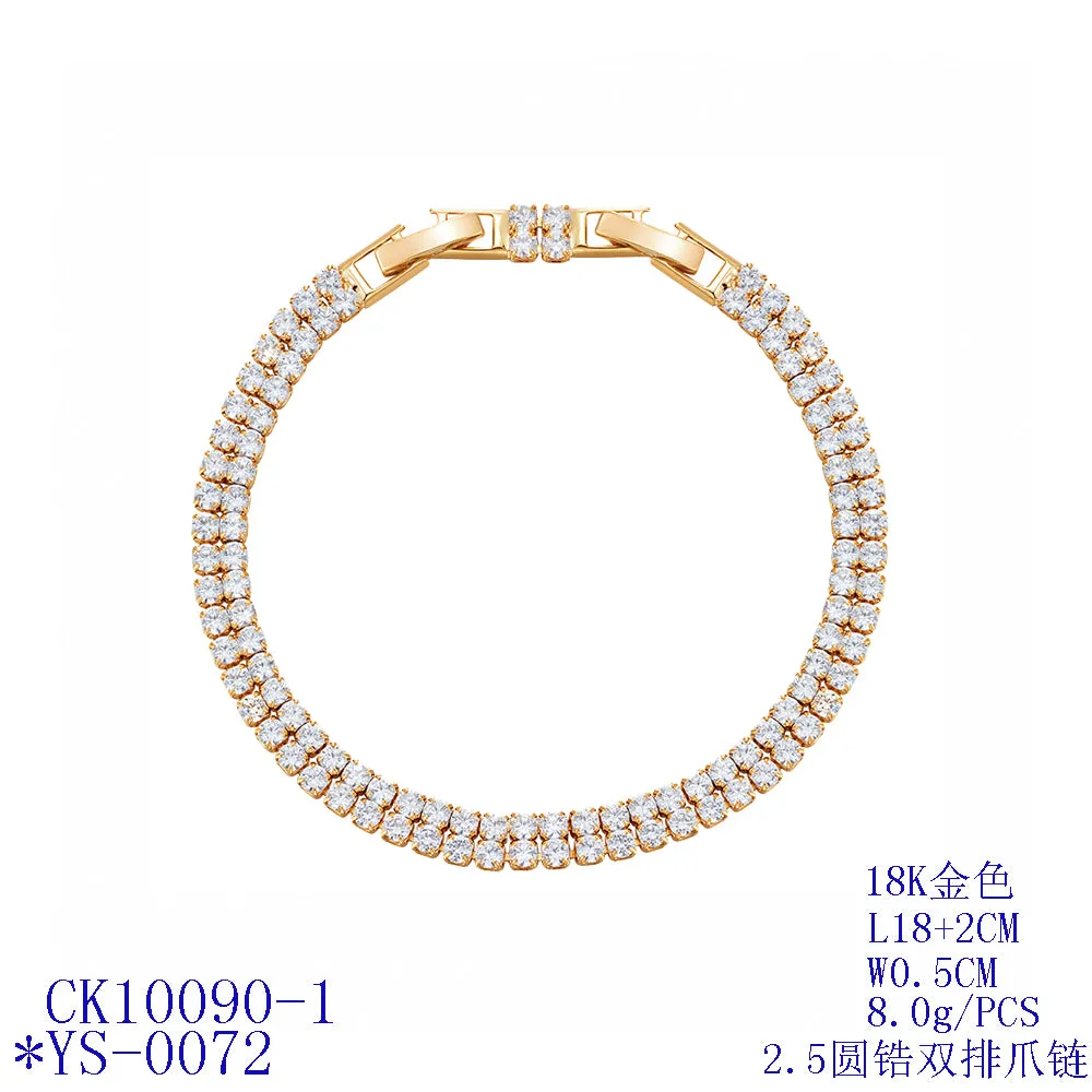 5A Cubic Zirconia Gold Bracelet Chains  for Women CK10090