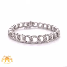 5ct Round Diamond and White Gold Ladies’ Fancy Oval Cuban Link Bracelet