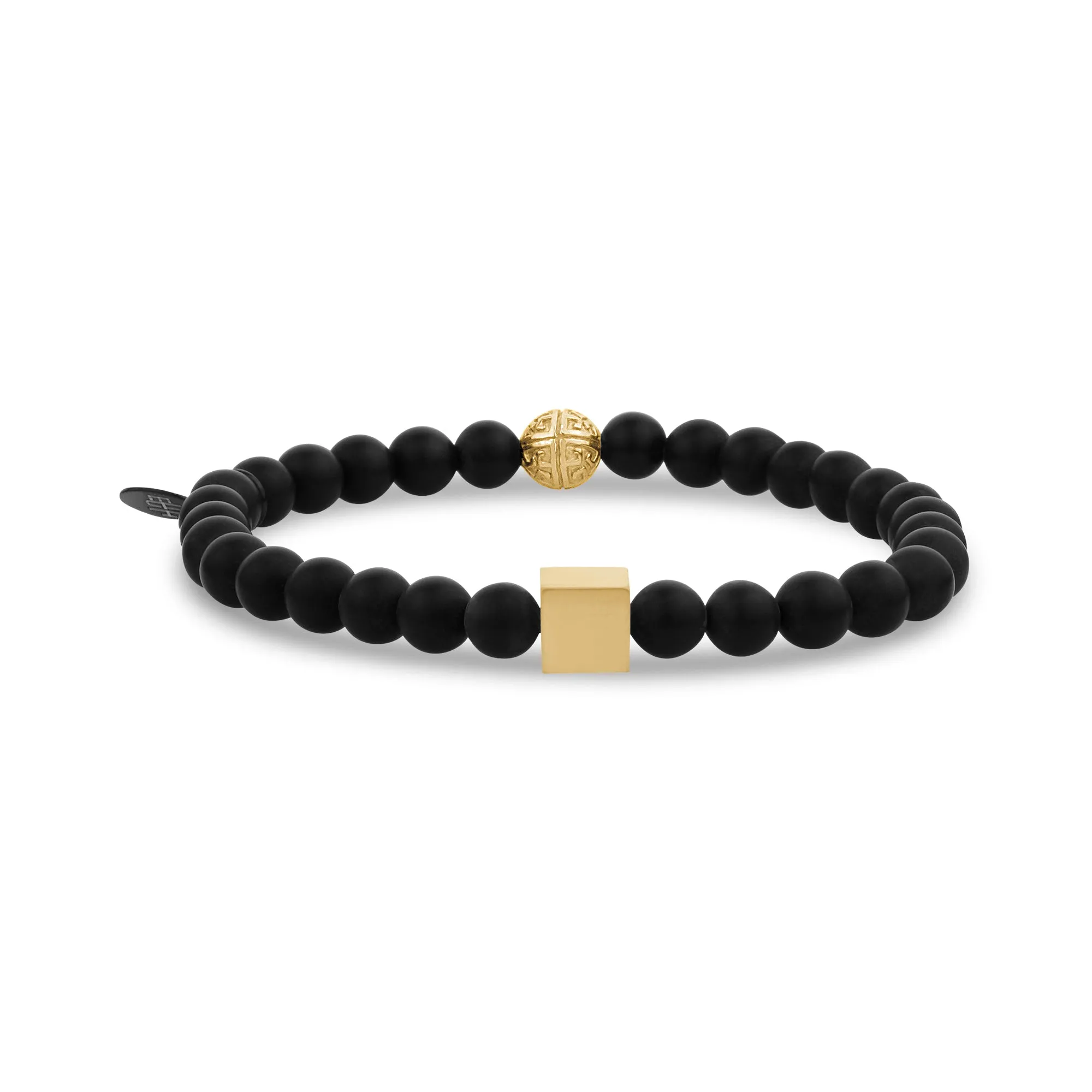 6mm Cube Matte Black Bead Bracelet