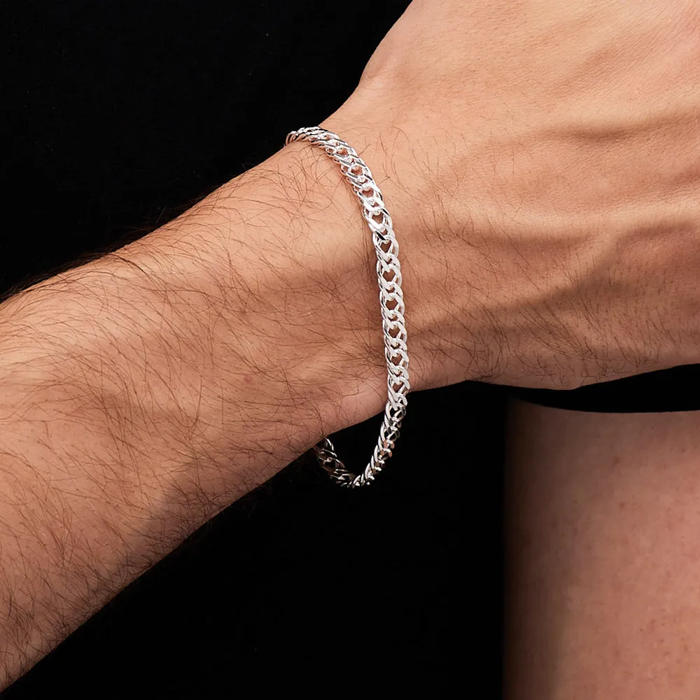 925 Sterling Silver 6mm Rombo Chain Bracelet For Men And Women