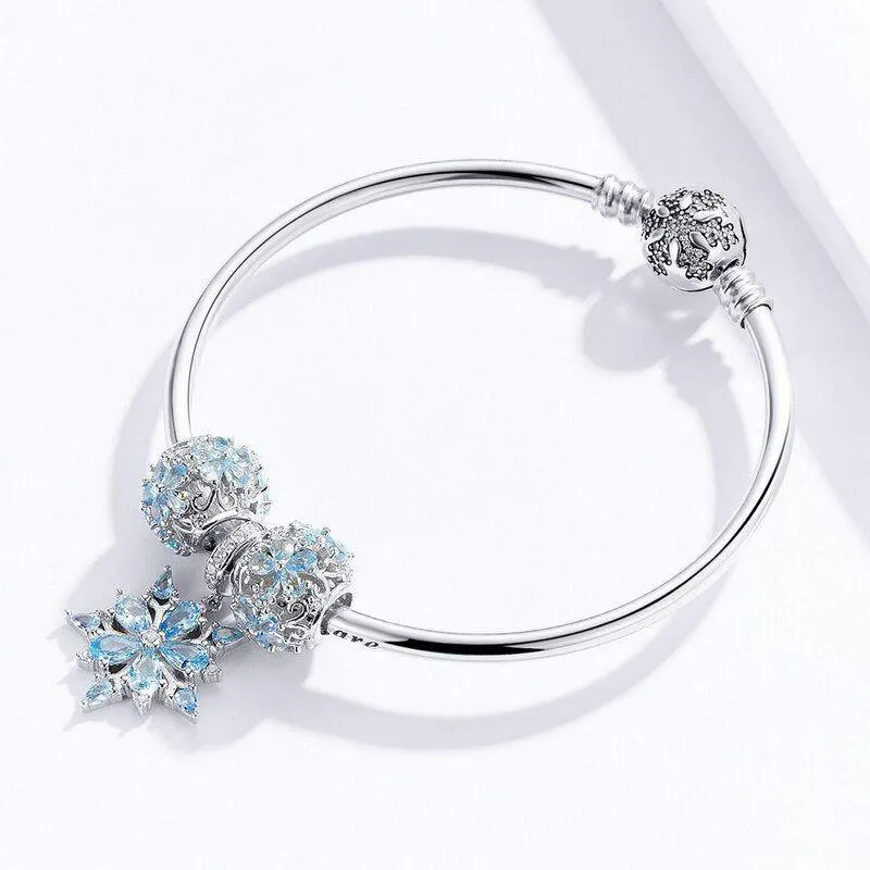 925 Sterling Silver Bracelets Charm Jewelry Winter Snowflake SCB833