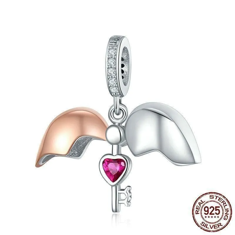 925 Sterling Silver Key Of Heart Pendant Charm Jewelry Without Chain