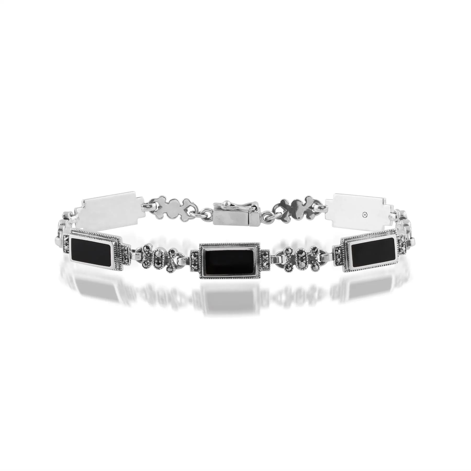 925 Sterlingsilber 5,50 CT Onyx & Markasit Armband