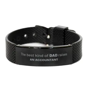 Accountant Dad Gifts, The best kind of DAD, Father's Day Appreciation Birthday Black Shark Mesh Bracelet for Accountant, Dad, Father from Son Daughter