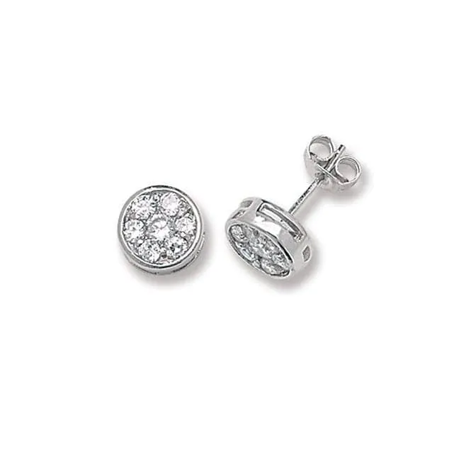 Acotis Silver 925 Round Zircon with Stones Stud Earrings G5296CZ