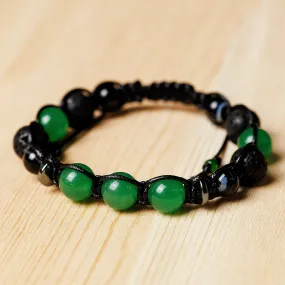 Adjustable Green and Black Multi-Gemstone Beaded Bracelet - Green Realms | NOVICA