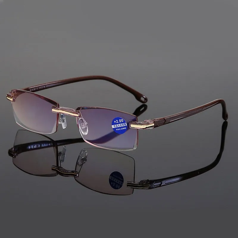 Ahora Unisex Rimless Square Alloy Anti Blue Light Reading Glasses