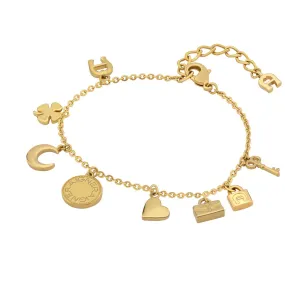 Aigner Bracelet With Gold Plated Bon Voyage & Charms Design