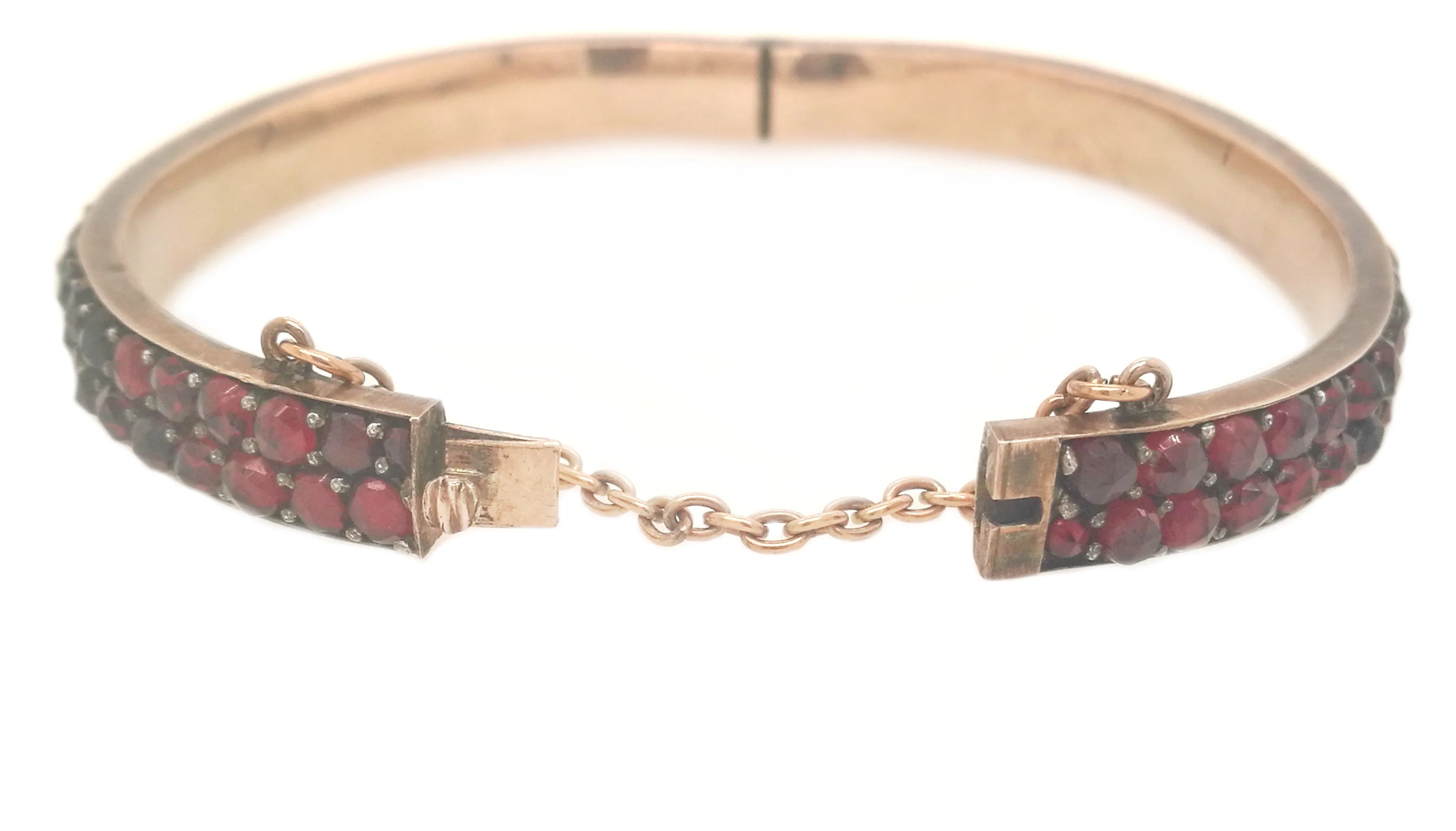 Antique 1890s Bohemian Rose Cut Garnet Bracelet