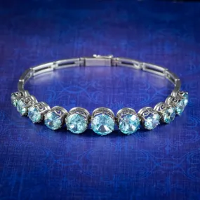 Antique Edwardian Blue Zircon Bracelet Silver 15ct Of Zircon Circa 1905