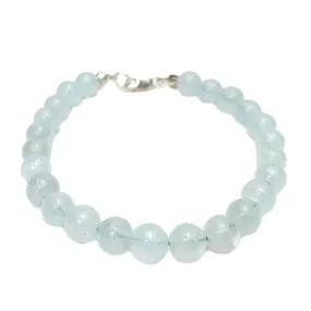 Aquamarine 7mm Bracelet With Sterling Silver Lobster Clasp