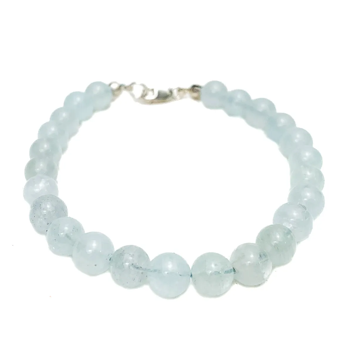 Aquamarine 7mm Bracelet With Sterling Silver Lobster Clasp