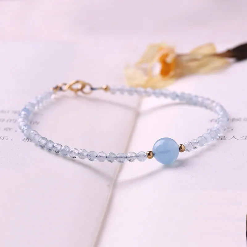 Aquamarine Bracelet for Girls with Confident Style - 14k Gold and Sterling Silver