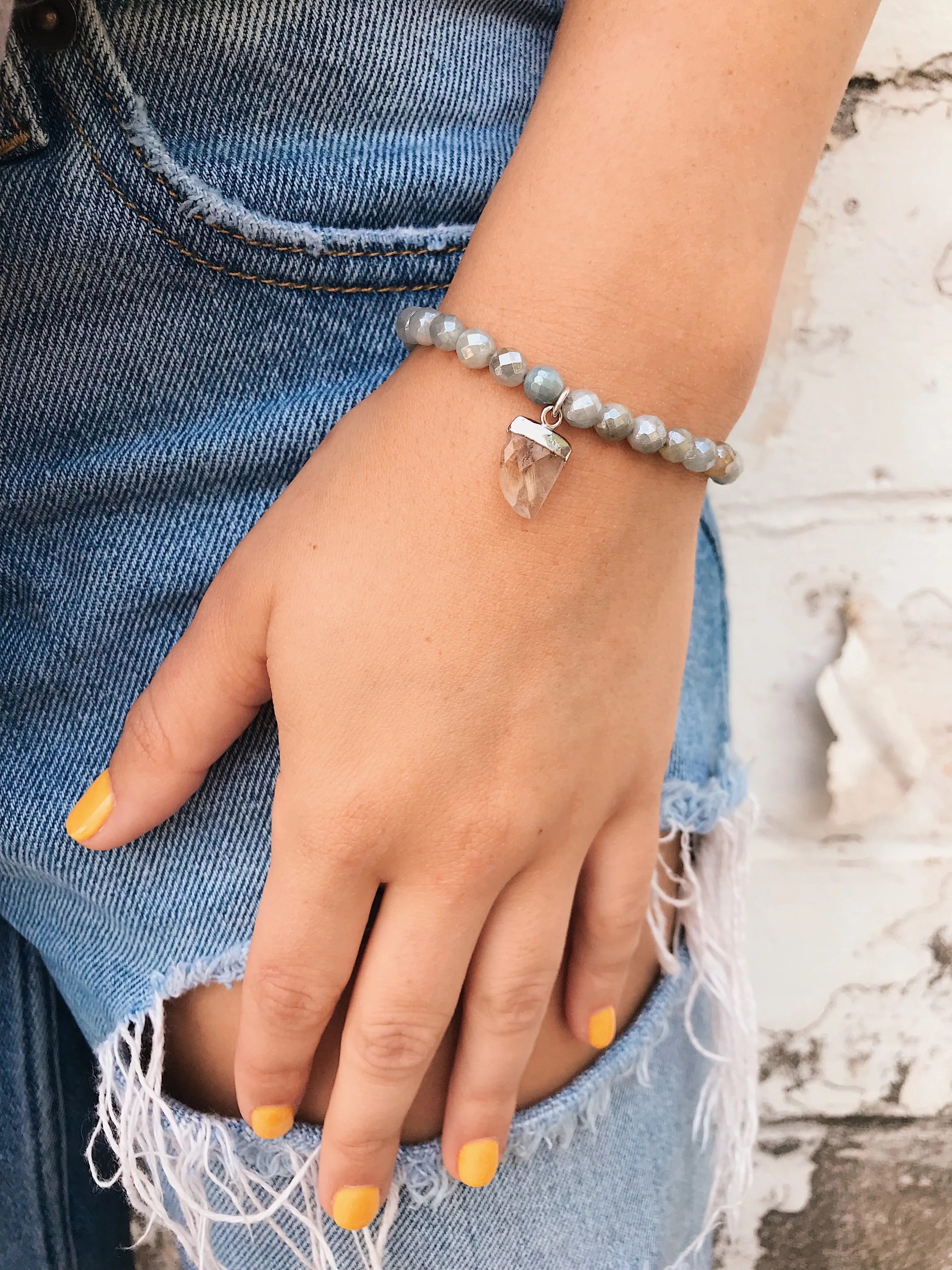 Aquamarine Bracelet  // Gemstone Tooth Charm