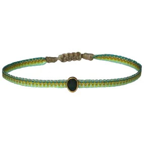 AQUAMARINE PRECIOUS STONE HANDWOVEN BRACELET