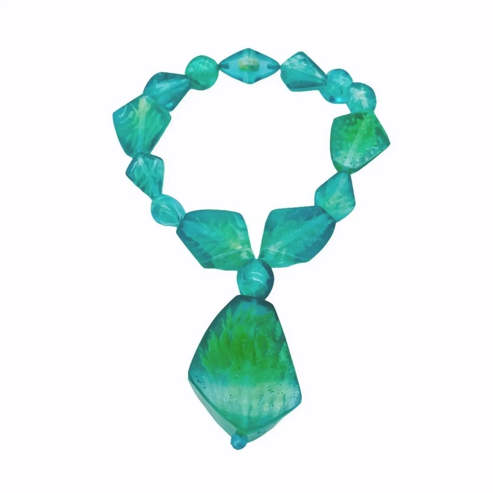 Aquamarine Resin Nugget Statement Necklace