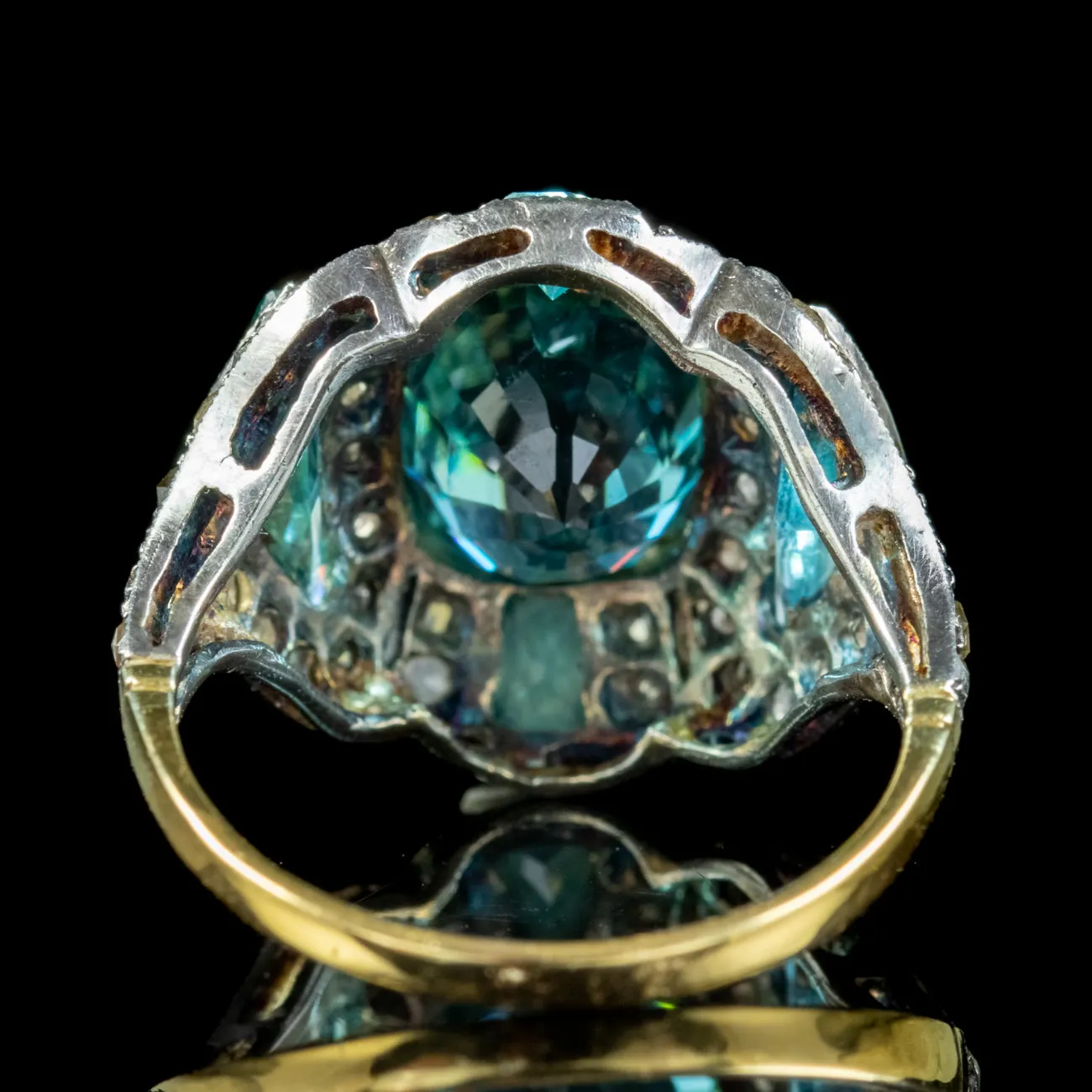 Art Deco Style Blue Zircon Diamond Ring 6ct Of Zircon