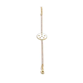 Ashley Gold Sterling Silver Gold Plated White Enamel CZ Tennis Bracelet