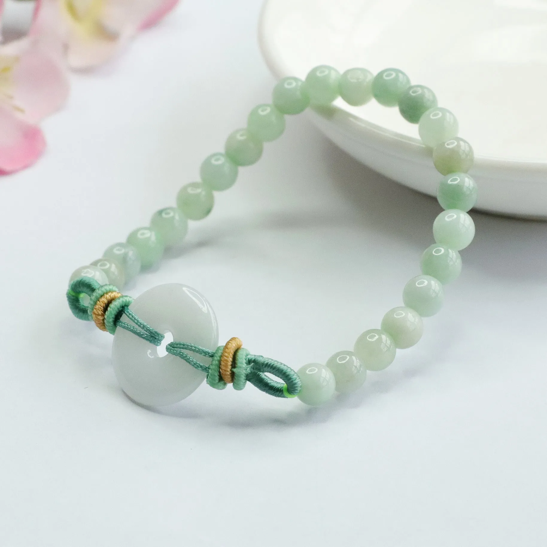 Auspicious Jade Bracelet with Sterling Silver Buckle - Fortune's Favor Collection