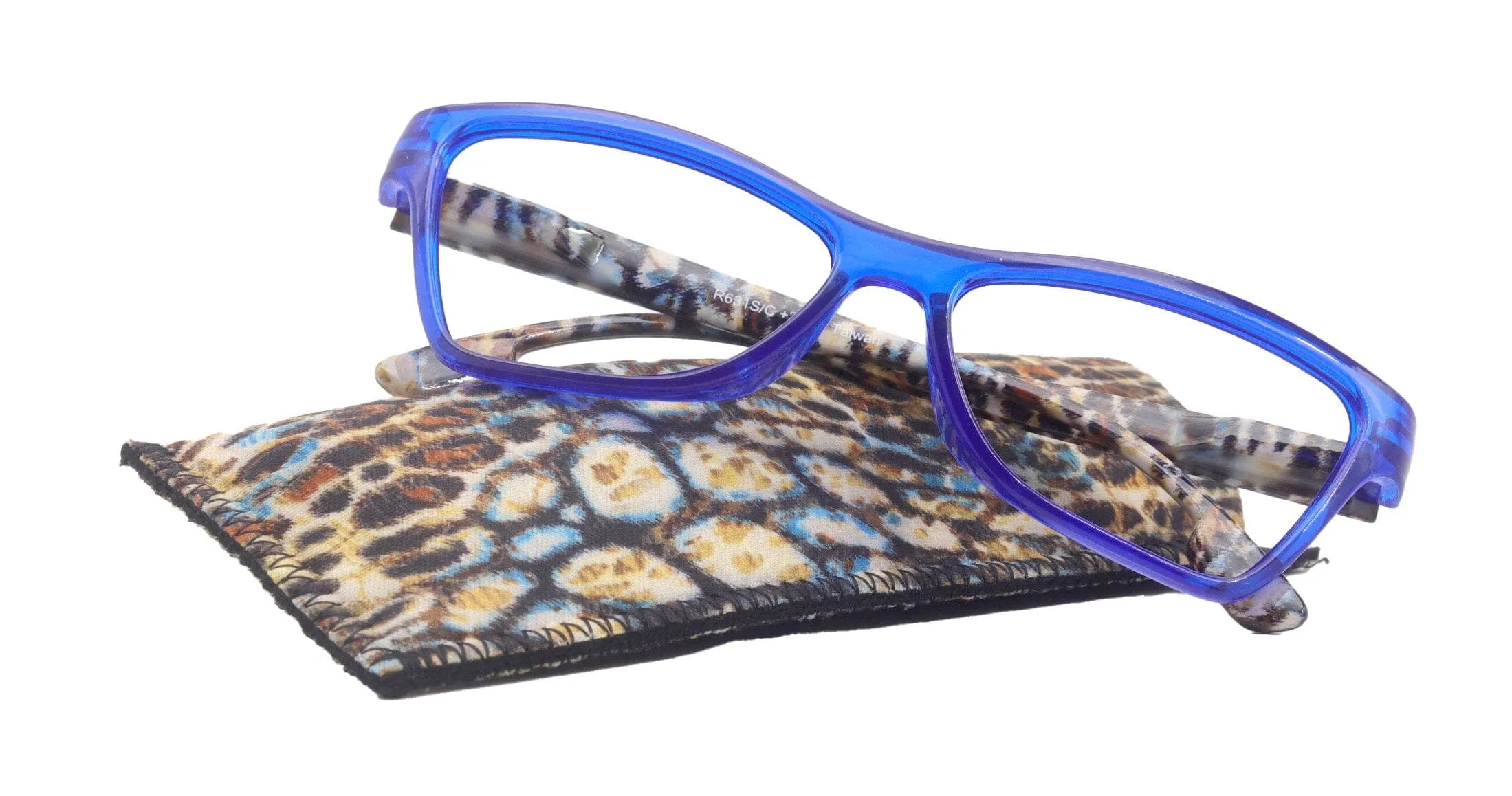 Avian, (Premium) Reading Glasses, High End Reader  1.25 to  3 Magnifying Eyeglass, Cat Eye (Blue N Brown) Feather Pattern. NY Fifth Avenue