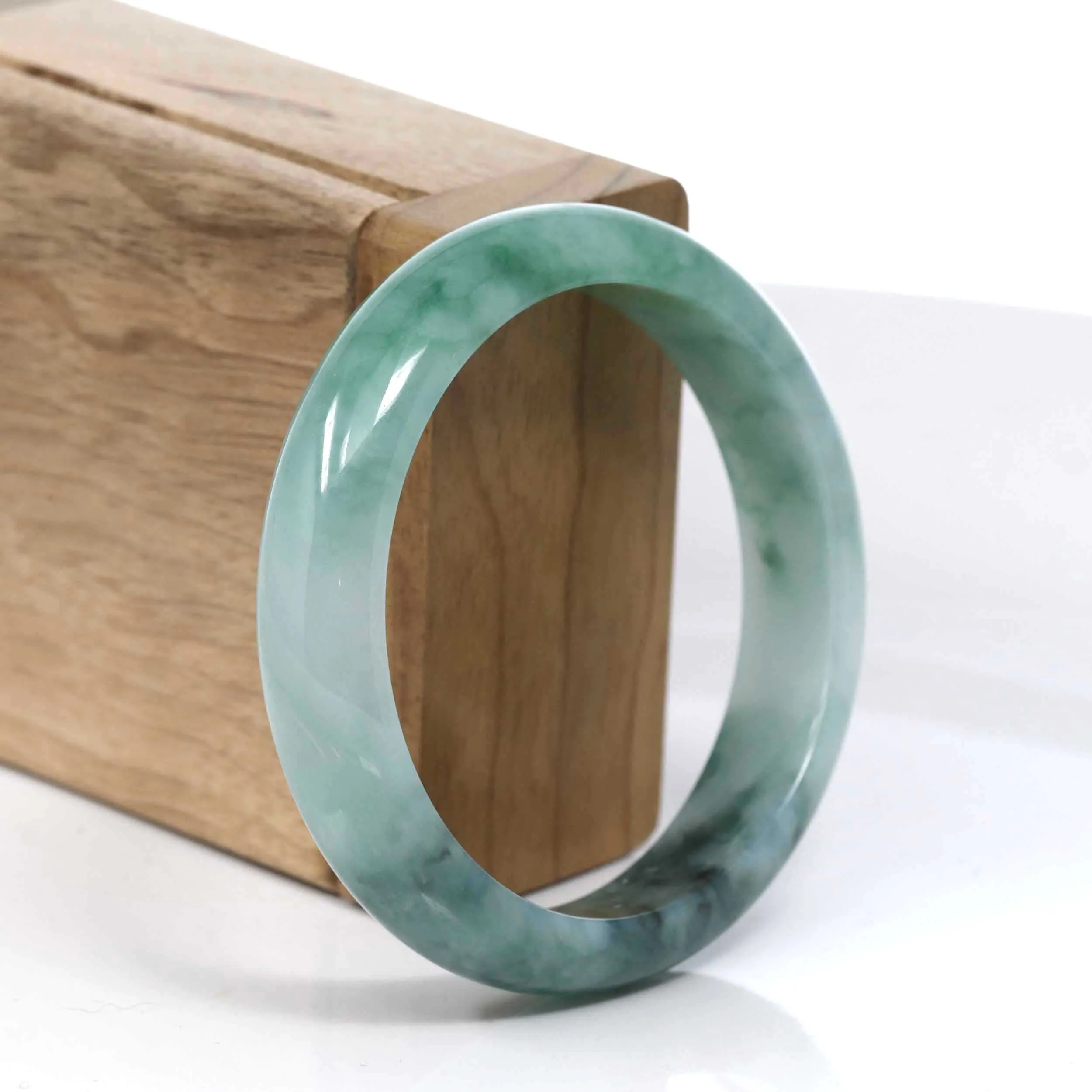 Baikalla Blue-Green Classic Real Jadeite Jade Bangle Bracelet (57.13mm) #391