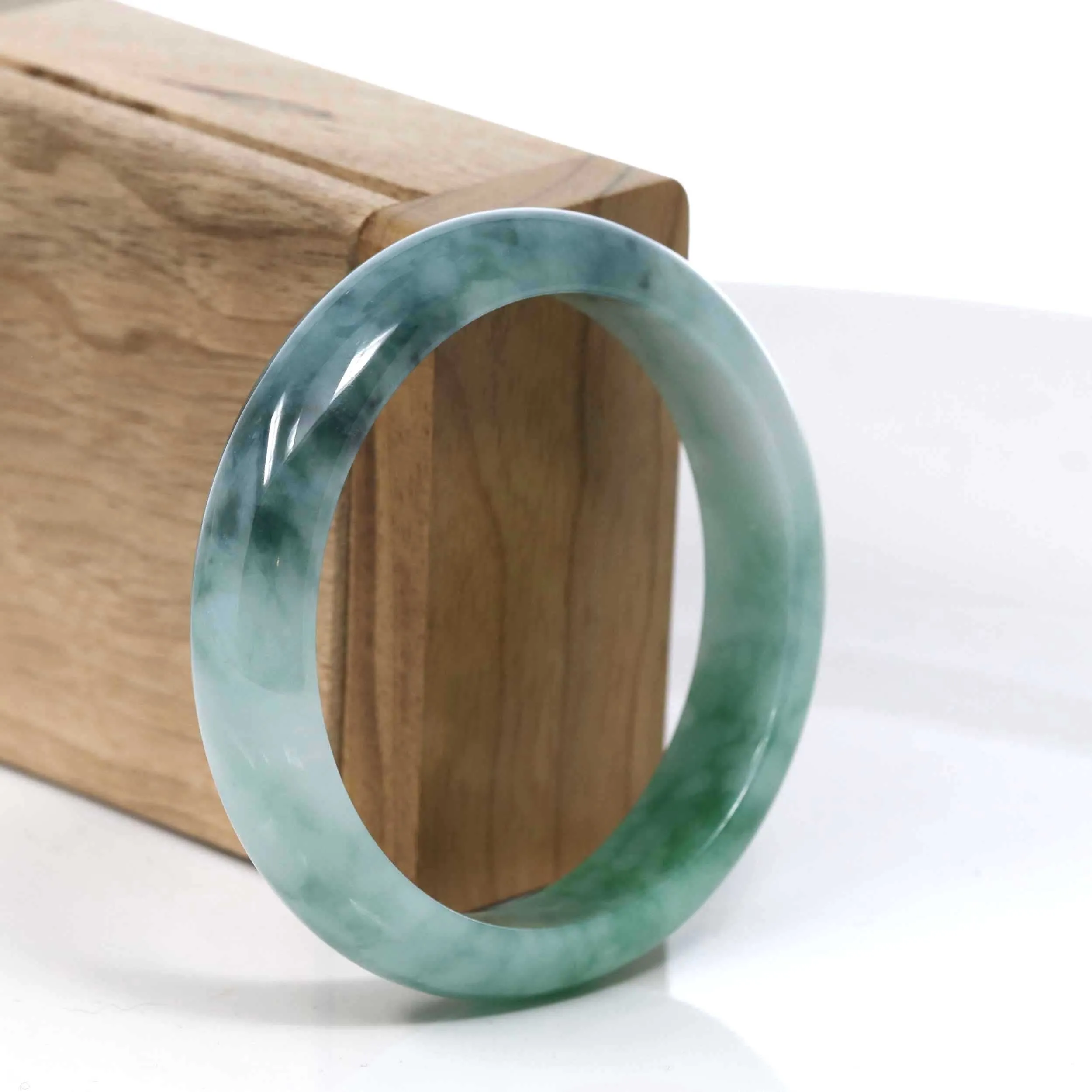 Baikalla Blue-Green Classic Real Jadeite Jade Bangle Bracelet (57.13mm) #391