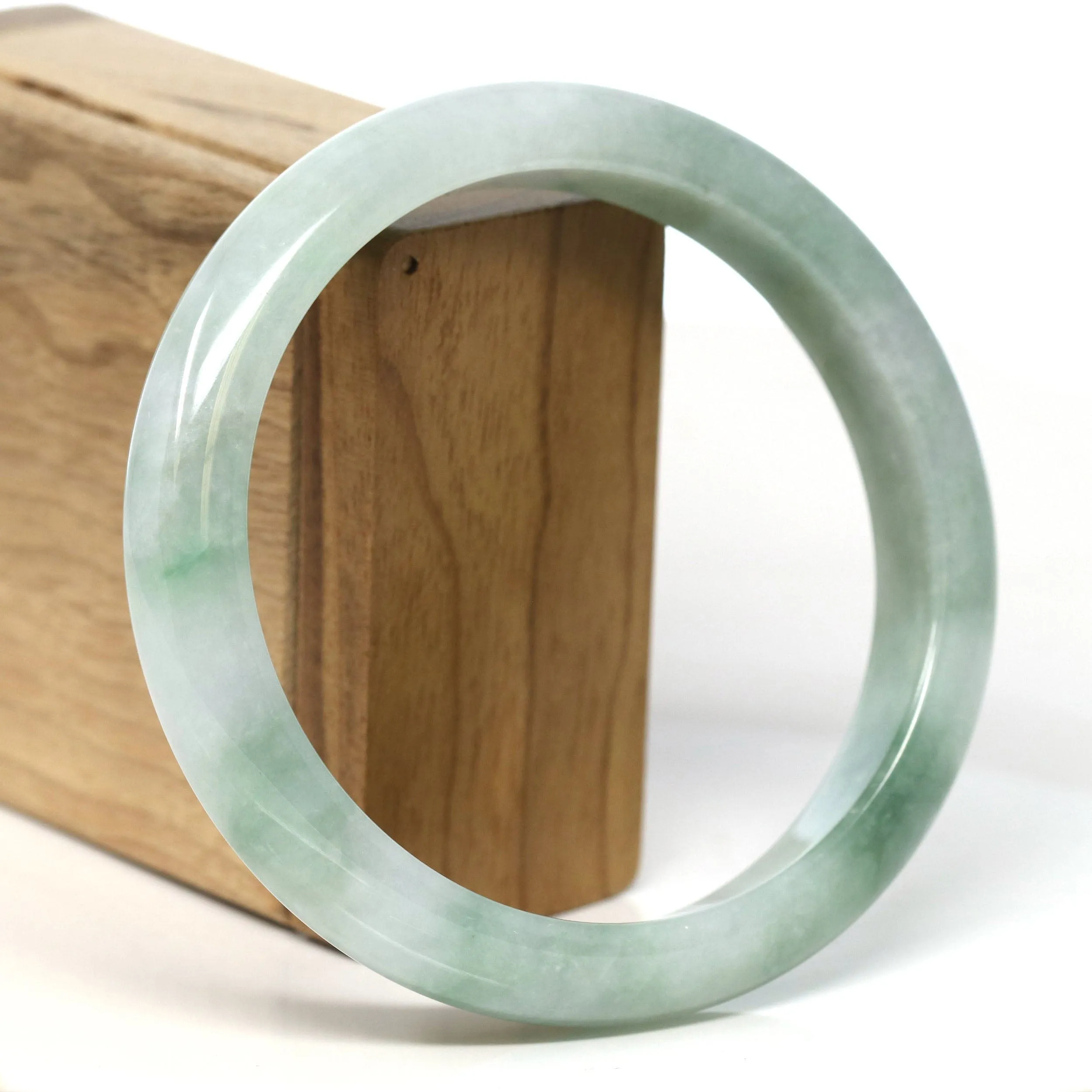 Baikalla Natural Burmese Green Jadeite Jade Bangle Bracelet (66.31mm) #T314