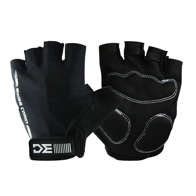 BaseCamp BC-204 Bicycle Half Finger Gloves Lycra Fabric Cycling Gloves, Size: S(Black)