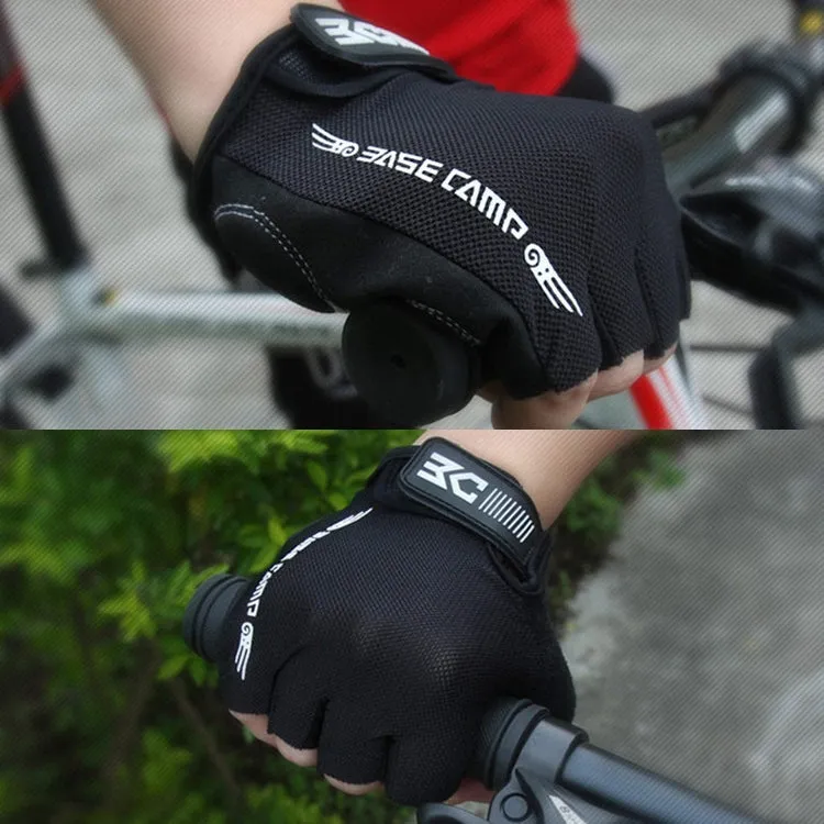 BaseCamp BC-204 Bicycle Half Finger Gloves Lycra Fabric Cycling Gloves, Size: S(Black)