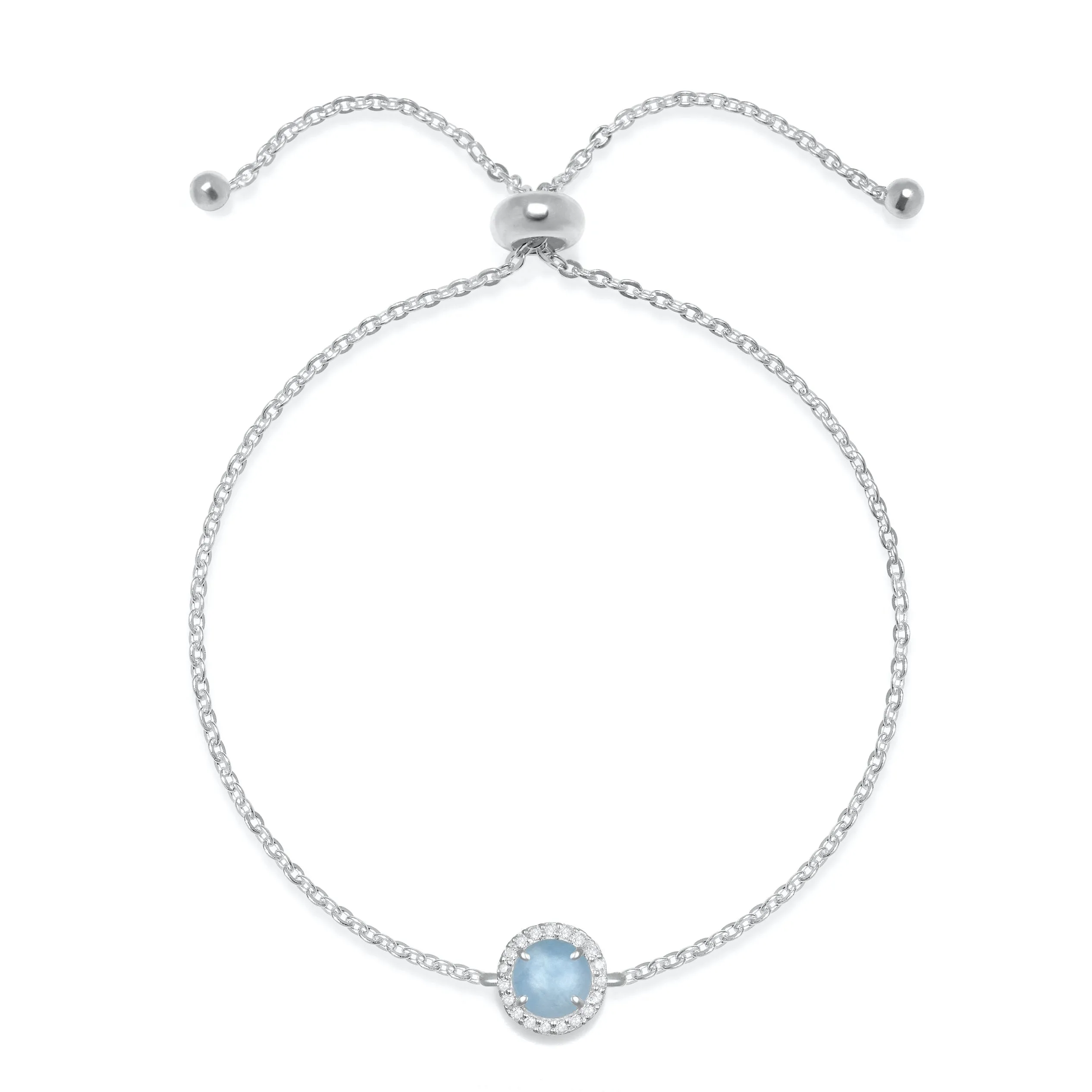 Birthstone & Diamond Bracelet- March Aquamarine